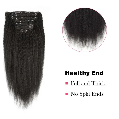 Miniatura 6 de Sassina - Extensión de pelo humano lacio con ondas, con clip, 8A, doble trama, italiano, grueso, extensiones de 10-22 pulgadas, 4.23 oz, 7
