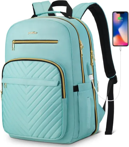 Miniatura 11 de YAMTION Mochila para mujer, mochila para laptop de 15.6 pulgadas para mujer, mochila USB para negocios, trabajo, oficina, universidad, azul oscuro