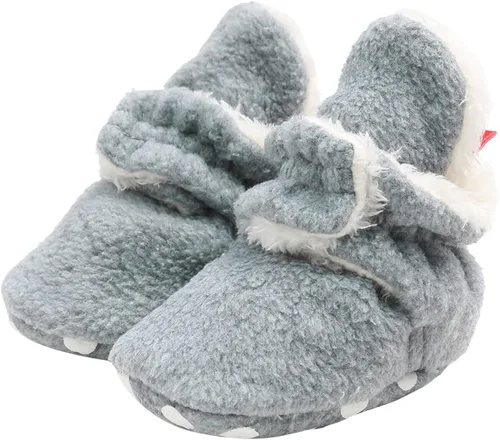 Botas de nieve para bebés y niñas, para invierno, cálidas, para recién nacidos, zapatos antideslizantes, Gris, 12-18 meses