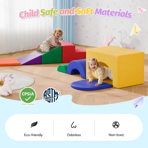 Miniatura 2 de MU Juguetes de Escalada Suaves para Niños Pequeños, Bloques de Escalada de Espuma Suave para Bebés de 7 Piezas, Juego de Actividades de Gimnasio