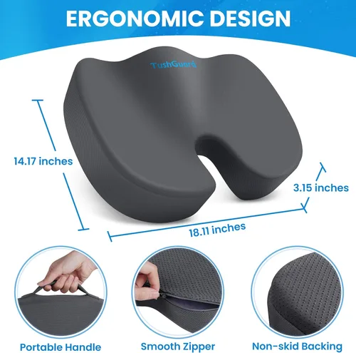 Miniatura 2 de TushGuard Cojín para Asiento, Cojines para Silla de Oficina, Cojín para Asiento de Coche, Almohadón para Silla Antideslizante, Almohada de Espuma
