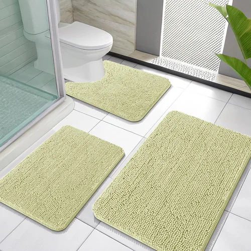 Miniatura 91 de OLANLY Juego de Alfombras de Baño de 3 Piezas, Tapetes de Baño de Chenilla Suave y Absorbente y Alfombra de Contorno en Forma de U para Inodoro