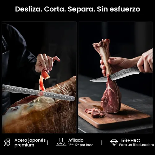 Miniatura 6 de SYOKAMI Juego de cuchillos para rebanar brisket, cuchillos de trinchar y deshuesar para carne y pavo, juego de cuchillos de cocina de acero de alto