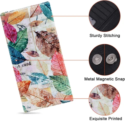 Miniatura 132 de HUA ANGEL Billetera para mujer, ultra delgada y delgada, con bloqueo RFID, tarjetero de crédito, doble embrague, carteras largas, regalo para A-ámbar