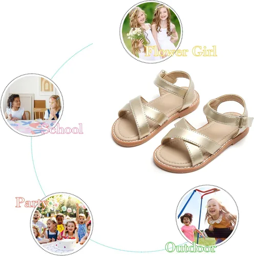 Miniatura 2 de Otter MOMO Girls Sandals Open Toe Princess Flat Sandals with Ruffle Summer Sandals