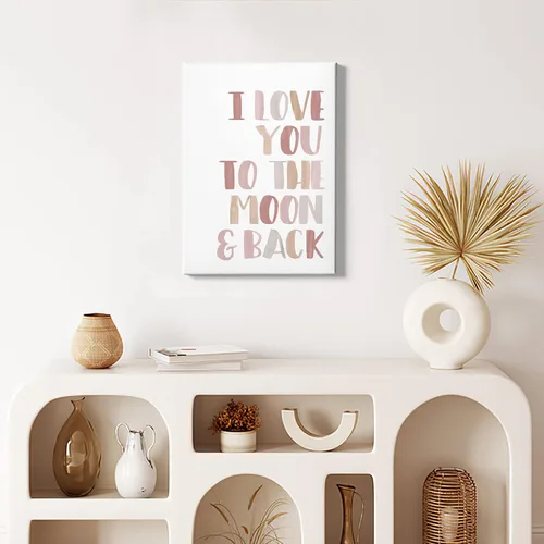 Miniatura 2 de HIWX Lienzo enmarcado con cita positiva con texto en inglés "I Love You To The Moon And Back" (I Love You To The Moon And Back) - Lienzo enmarcado