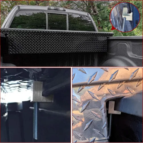 Miniatura 5 de Juego de 4 kits de montaje universal para caja de herramientas de camión sin necesidad de perforación, aleación de aluminio que conecta firmemente