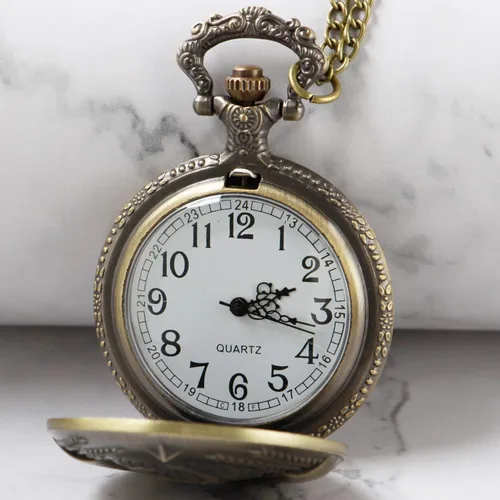 Miniatura 3 de Whodoit Reloj de bolsillo de cuarzo para hombre, ojos verdes, forma de caja redonda, collar de bolsillo