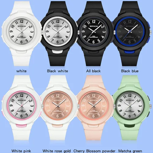Miniatura 6 de findtime Reloj blanco para mujer, 5 ATM, resistente al agua, correa de silicona con números arábigos, analógico, de cuarzo, fácil de leer