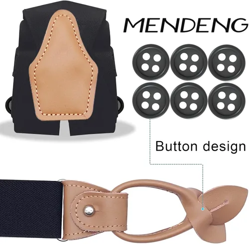 Miniatura 40 de MENDENG Tirantes de gancho giratorio de bronce vintage con 4 tirantes ajustables para hombre