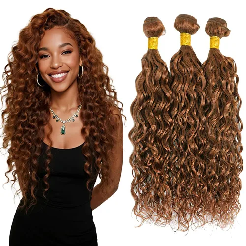 Miniatura 47 de Color 30 paquetes de cabello humano marrón onda del cuerpo paquetes 8 10 12 pulgadas brasileño virgen Remy extensiones de cabello humano doble trama