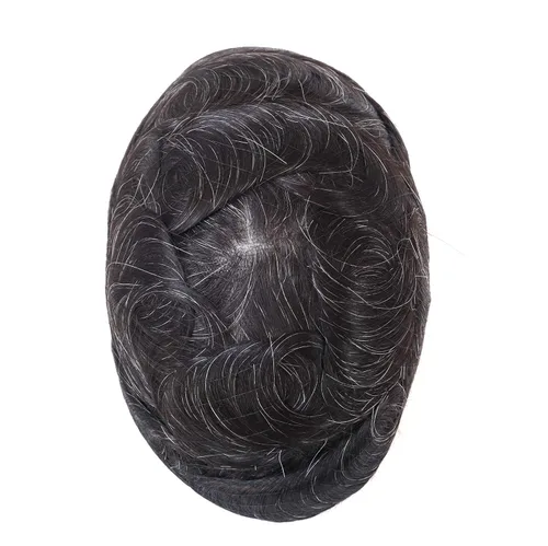 Miniatura 2 de Super Natural Mens Hair Piece 100% Cabello humano indetectable Mens Toupee Hair Systems Ultra Thin Skin V Looped #1B10 NG#1B10