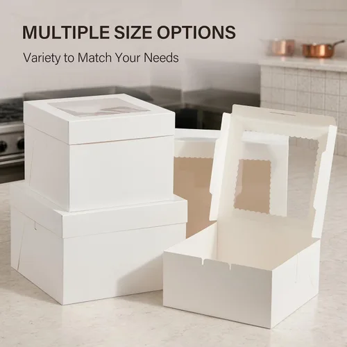 Miniatura 4 de Kootek 15 cajas para tartas, caja de pastel de 10 x 10 x 5 pulgadas con ventana, cajas blancas para hornear, cajas grandes para hornear, caja