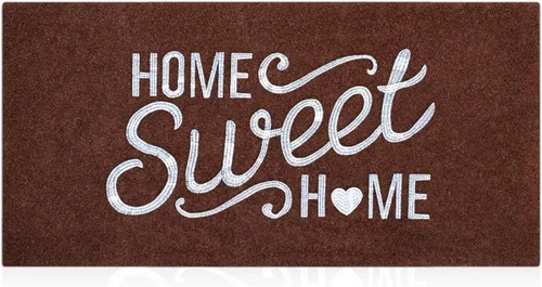Miniatura 27 de Alfombra de bienvenida para puerta para interiores y exteriores, con parte trasera de goma antideslizante, “Home Sweet Home”, absorbe el barro