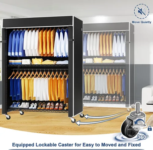 Miniatura 5 de ULIFHOME P8C Pro - Perchero resistente (con diseño de ancho extendido) para colgar ropa con ruedas bloqueables, 42 pulgadas de ancho x 15.8 pulgadas