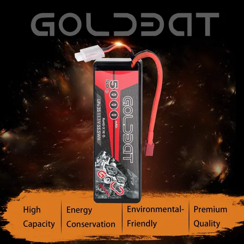 Miniatura 4 de GOLDBAT 11.1V 5000mAh 3S 50C LiPo RC Batería Hard Case Pack con T Conector para Emaxx Axial RC Coche Camión Buggy Vehículo