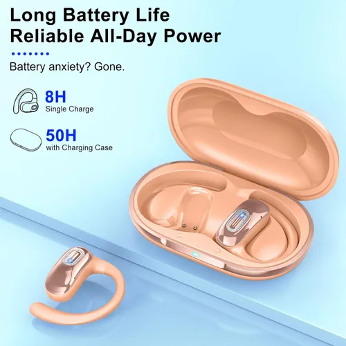 Miniatura 2 de Auriculares de oreja abierta, auriculares Bluetooth 5.4, 50 horas, auriculares de conducción de aire, auriculares estéreo HD con ganchos