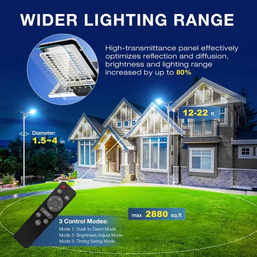 Miniatura 2 de OKPRO Luz solar de calle de 10000 W, cuentas LED superbrillantes, luces solares para exteriores, impermeable, IP66, luz de estacionamiento