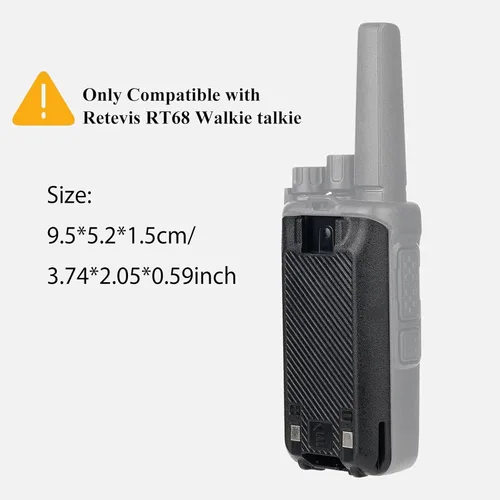 Miniatura 2 de Retevis RT68 Batería de radio bidireccional, batería de iones de litio original de 3.7 V 1200 mAh, compatible con Retevis RT68 Walkie Talkies