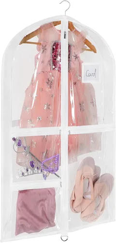 Miniatura 12 de Univivi Bolsas de PVC transparente para disfraz de baile, bolsa de ropa de 35 pulgadas para competiciones de baile, con 3 bolsillos separados