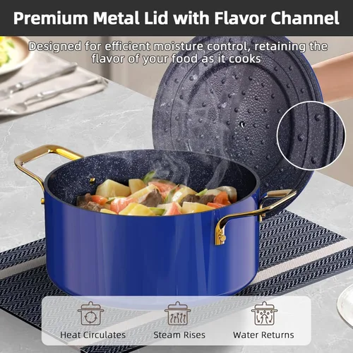 Miniatura 3 de Nuwave Lux LE - Juego de utensilios de cocina de 13 piezas con elegante mango dorado, cerámica antiadherente con infusión de diamante, sin PFAS