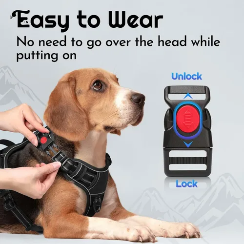 Miniatura 2 de Eagloo Arnés para perro de tamaño pequeño, fácil de llevar con 3 hebillas, arnés ajustable sin tirones para mascotas con sistema MOLLE, chaleco