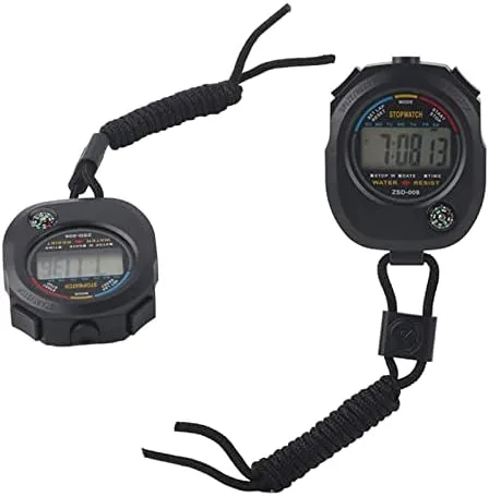 Miniatura 5 de Cronómetro digital LCD, paquete de 2, temporizador deportivo con calendario y pantalla de alarma para carreras, correr, nadar