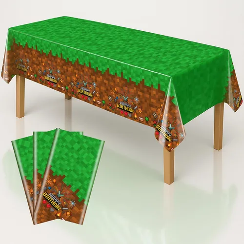 Miniatura 12 de Mantel rectangular de 3 piezas para decoración de fiestas de cumpleaños, mantel de plástico de 108 x 54 pulgadas, desechable, suministros