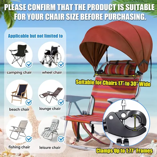 Miniatura 5 de DaisyInner 2 piezas de silla de playa sombrilla plegable extra grande con abrazadera ajustable para playa, camping, pesca, sala de estar al aire