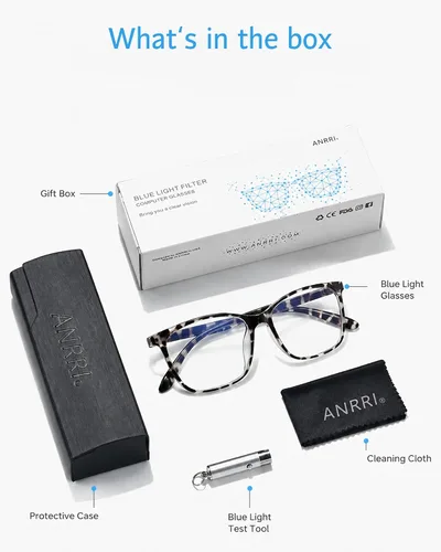 Miniatura 6 de ANRRI - Gafas de luz azul para hombres y mujeres, lentes de bloqueo de luz azul para computadora, antifatiga ocular, lentes de filtro UV ligeros