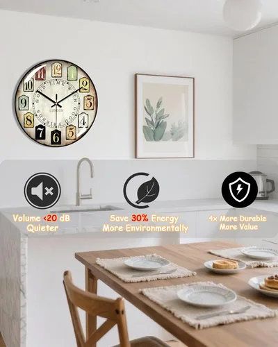 Miniatura 5 de Relojes de pared decorativos que funcionan con pilas, reloj de pared retro con esfera de cristal, esfera de 12 pulgadas con números romanos