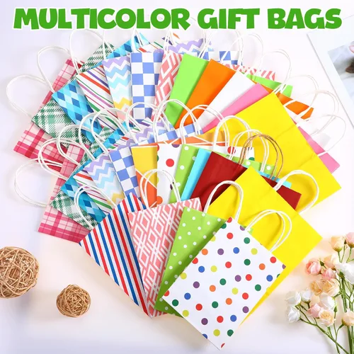 Miniatura 4 de Tenceur 28 bolsas de regalo de varios tamaños, bolsas de regalo de papel a granel, bolsa de favor de fiesta con asa para bodas, día de San Valentín