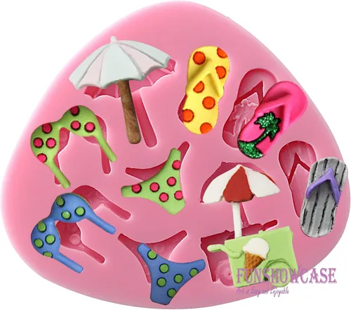 Miniatura 2 de Funshowcase Molde de silicona para decoración de pasteles de vacaciones en la playa, decoración de pasteles de fondant, decoración de cupcakes, 634