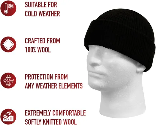 Miniatura 3 de Rothco Gorra de reloj de lana fabricada en Estados Unidos, protección para todo tipo de clima y gorro de estilo clásico