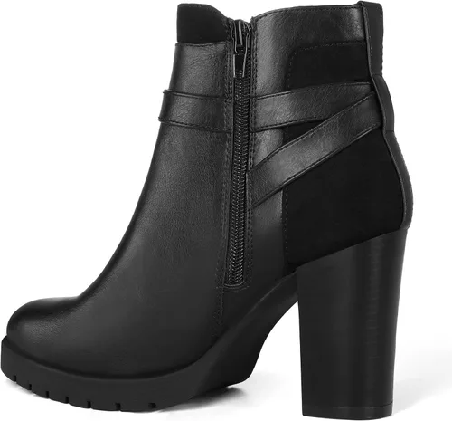 Miniatura 5 de mysoft Botines de mujer con tacón grueso apilado y cremallera