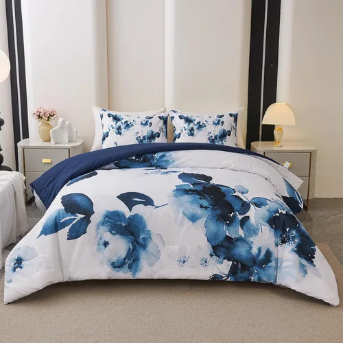 Miniatura 22 de Koniroom Juego de Edredón Twin - Juego de Edredón Floral Reversible Tamaño Twin, 2 Piezas Bonito Juego de Cama Twin de Flores y Plantas para Todas