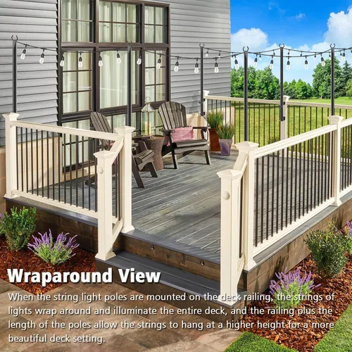 Miniatura 5 de Beizelte 4 Pack 5Ft String Light Poles,Outside String Lights,Outdoor Light Poles,Metal Poles Stand for Patio,Backyard,Deck
