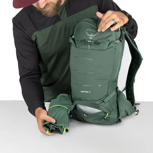 Miniatura 9 de Osprey Raptor 10L Mochila de ciclismo de montaña para hombre con depósito hidráulico, gris frontón Pediment Gris