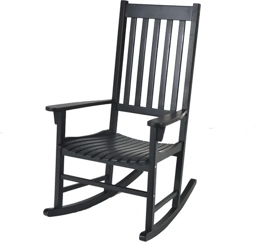 Miniatura 12 de Tangkula Mecedora de madera de acacia, mecedora de madera con respaldo alto y reposabrazos para uso en interiores y exteriores, mecedora de patio