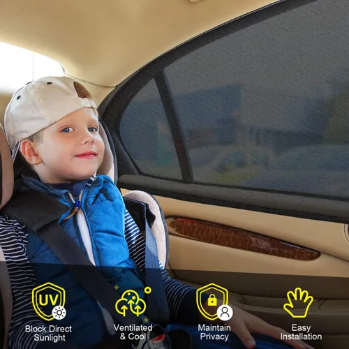 Miniatura 2 de Parasoles de ventana de coche para bebé, paquete de 2 parasoles universales para niños, adultos y mascotas, cubiertas de malla para ventanas