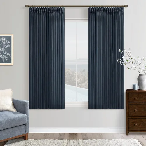 Miniatura 53 de TWODRAPES Cortinas de Lino Plisadas con Pinza Beige Blancas de 54 Pulgadas de Largo 2 Paneles para Comedor Cocina Dormitorio Plisadas Semi