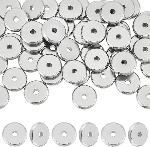 PH PandaHall 100 cuentas espaciadoras de acero inoxidable, cuentas espaciadoras de barril, accesorios para joyería, accesorios para pulseras,