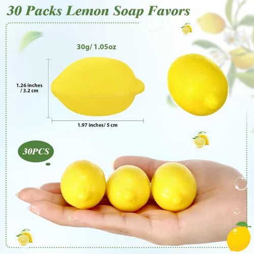 Miniatura 2 de 30 jabones en forma de limón para baby shower, mini limón a granel, regalos de despedida de soltera, decoraciones de boda, viaje, plato de bebé