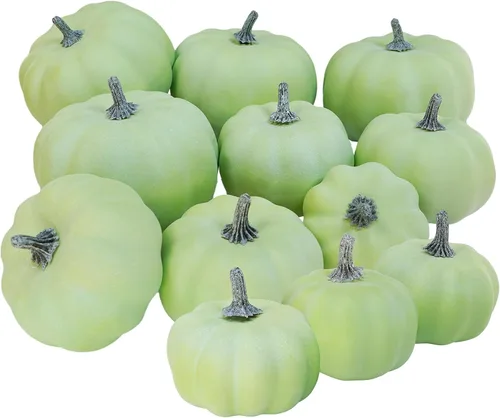 Miniatura 11 de 12 calabazas artificiales de otoño pequeñas, calabazas artificiales de color rosa sintético, calabazas decorativas de espuma para regalos, bodas