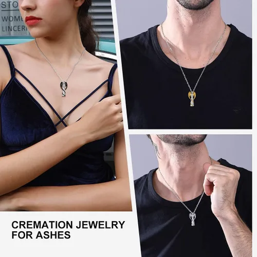 Miniatura 2 de Richsteel Collares de urna para cenizas para mujeres y hombres, collar con colgante de cremación para cenizas, joyería conmemorativa de acero