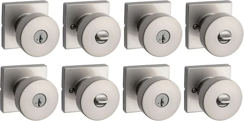 Miniatura 30 de Kwikset Pismo - Pomo de puerta ficticio, manija cuadrada de una sola cara para armarios, puertas dobles francesas y despensa, pomo de puerta