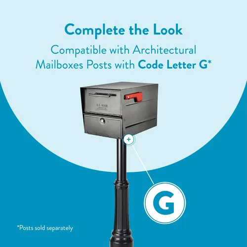 Miniatura 5 de Architectural Mailboxes Oasis® Eclipse™ Buzón Seguro con Cerradura Aprobado por USPS, Resistente, Anti-Robo de Acero Montado en Poste para Exterior