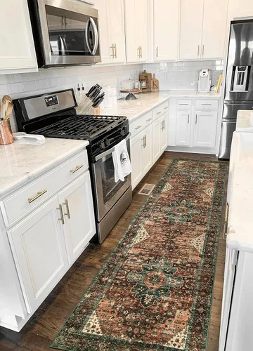Miniatura 53 de Moynesa Alfombra de pasillo ultra fina lavable de 2 x 6 pies, antideslizante, resistente a las manchas, alfombra vintage que no desprende para Gris