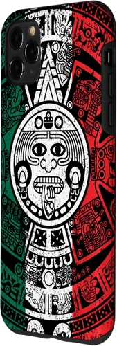 Miniatura 2 de Funda para iPhone 11 Pro Max con calendario azteca maya con piedra de sol envejecida de la bandera de México