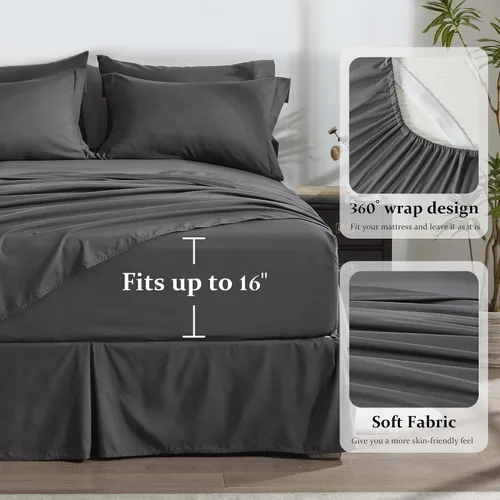 Miniatura 6 de Newspin - Juego de edredón de 6 piezas y tamaño individual XL, ropa de cama en una bolsa, con edredón y sábanas, fundas de almohada, sábana